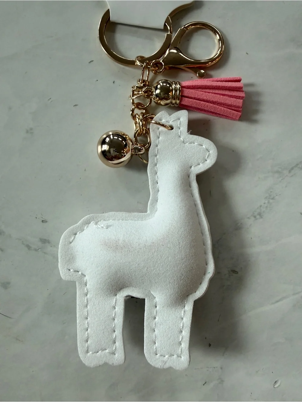 ✨ NWT Puffy Rhinestone Llama Bling Keychain & Purse Charm with Pink Tassel ✨
